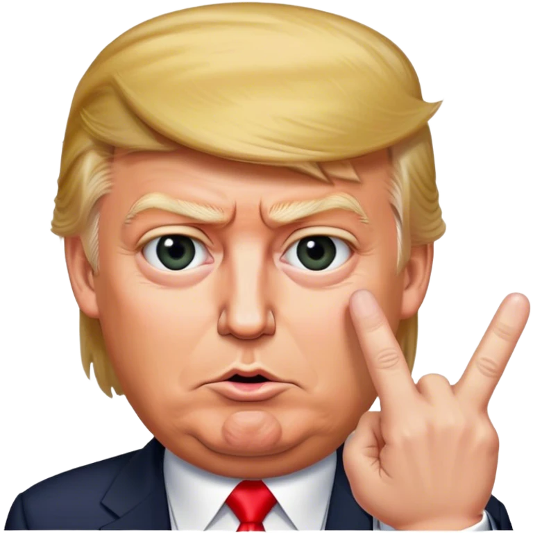 Donald Trump shows one finger photorealistic face emoji