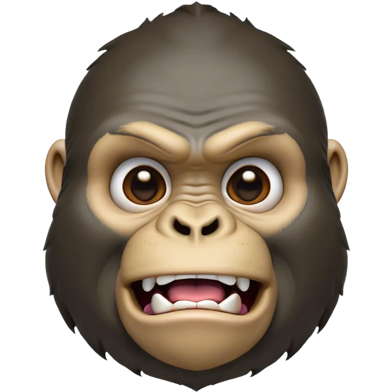 Cinematic Comical Gorilla Portrait Emoji, Head tilted dramatically with an exaggeratedly shocked expression, featuring a robust build with wide, comically expressive eyes full of humorous disbelief, Simplified yet hilariously expressive features, highly detailed, glowing with a slightly sassy jungle glow, high shine, dramatic yet playful, stylized with an air of quirky primate attitude, soft glowing outline, capturing the essence of a meme-worthy gorilla that appears ready to side-eye its way into viral fame! emoji