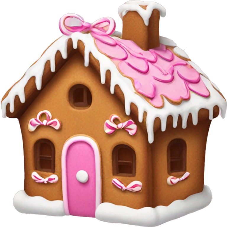 Gingerbread house with a pink bow  emoji