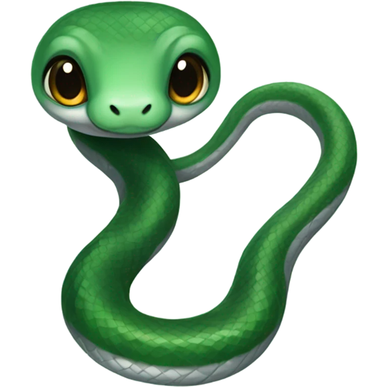 cute baby snake wearing Slytherin scarf emoji