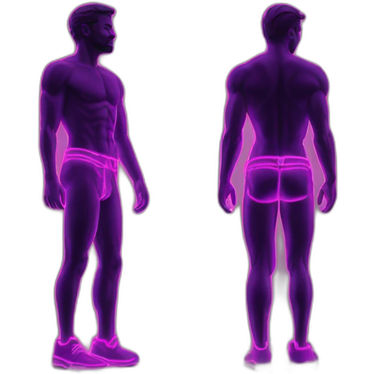 Juicy booty neon sign style man emoji