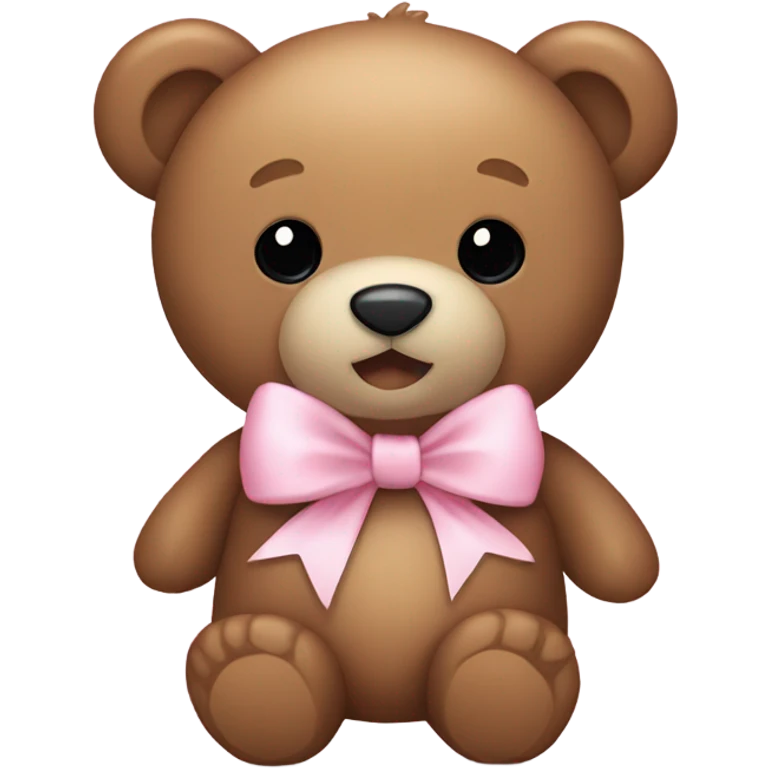 Teddy bear with light pink bow  emoji