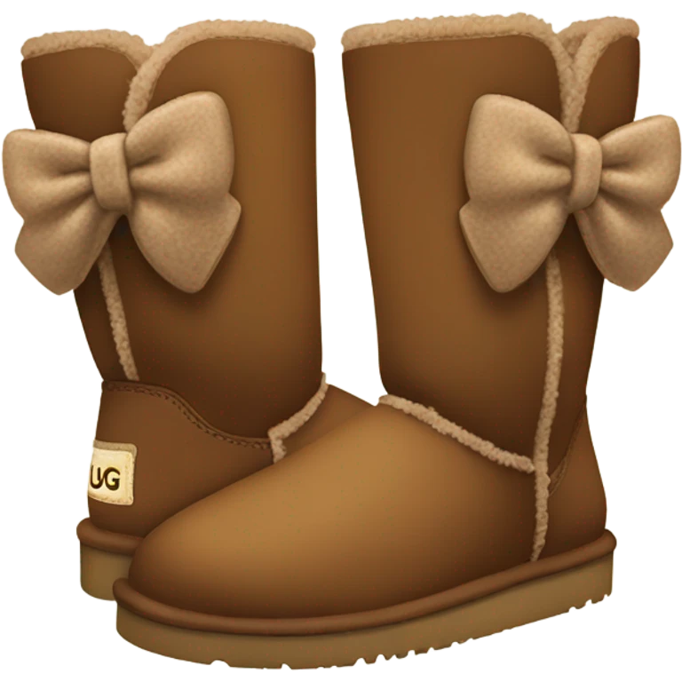 Cute brown uggs with bow emoji