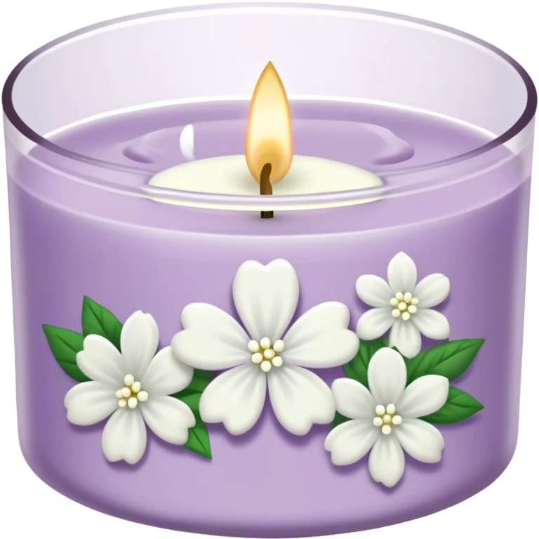 Light purple bath and body works small white floral line art candle emoji