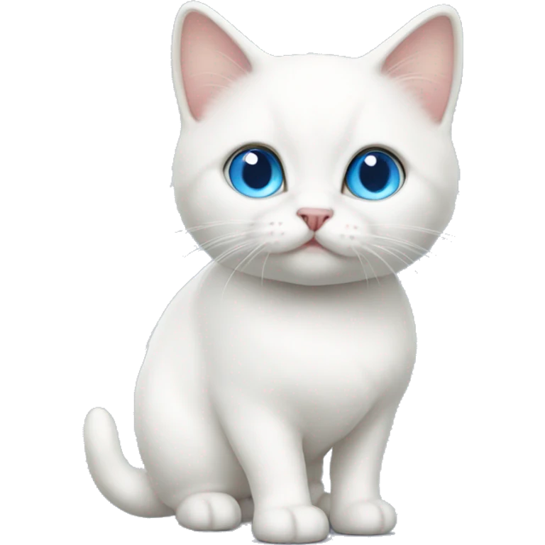 White munchkin cat with blue eyes standing  emoji