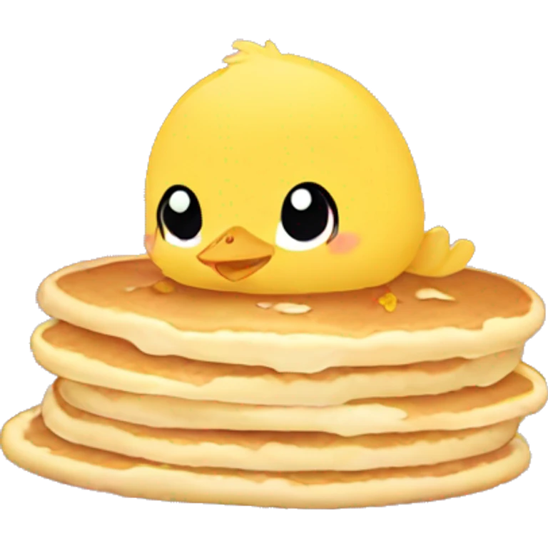 Baby chick eating pancakes  emoji
