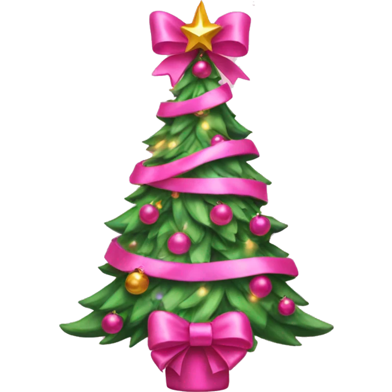 Pink Christmas tree with bows emoji