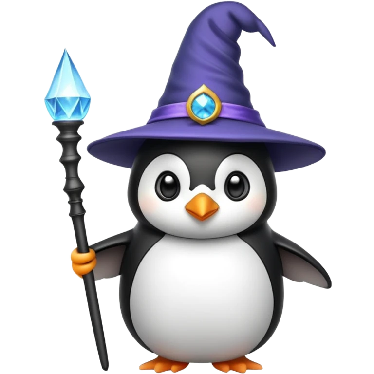 penguin with wizard hat and magic wand emoji