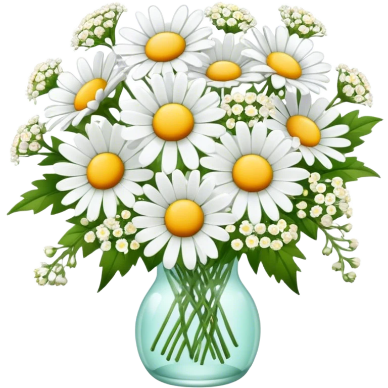 daisy and babies breath bouquet  emoji