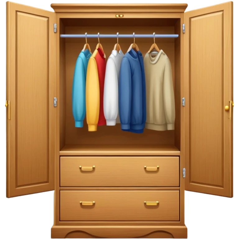 wooden wardrobe closet with clothes emoji
