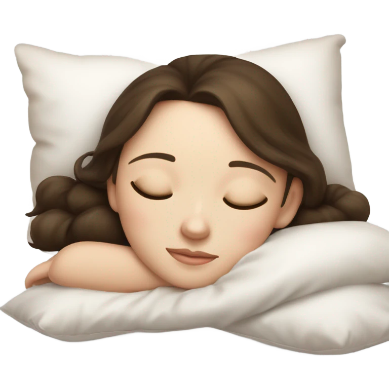 sleeping beauty brunette white girl with a silk pillow emoji