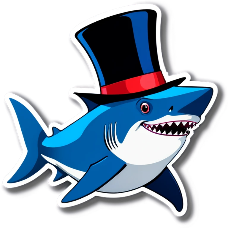 Shark with a top hat emoji