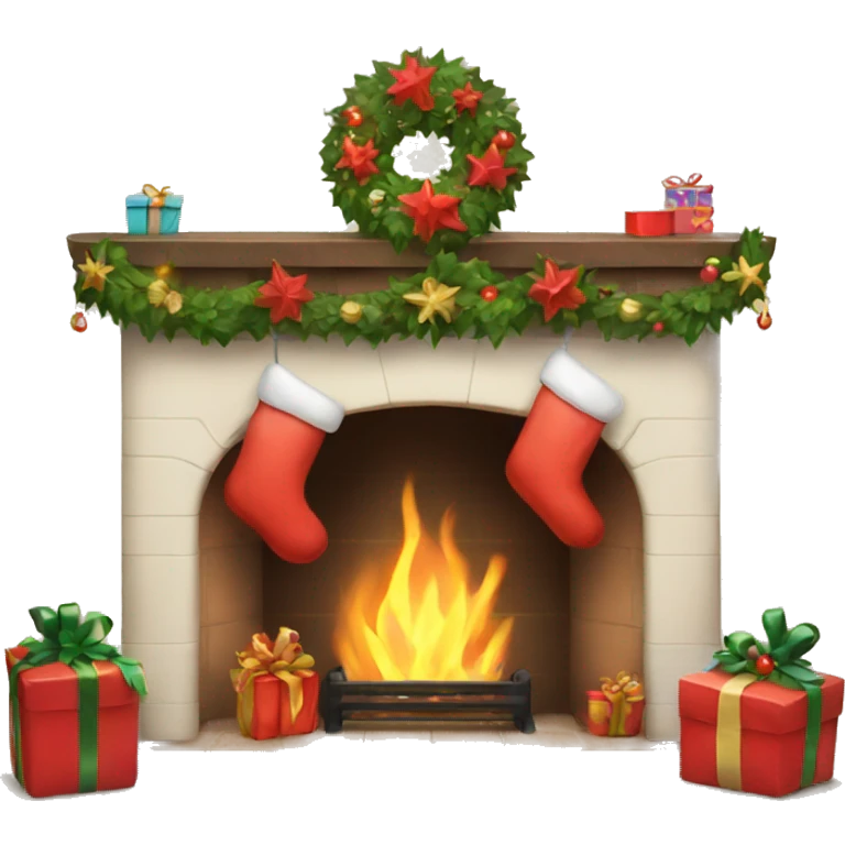 Christmas fireplace with stockings emoji