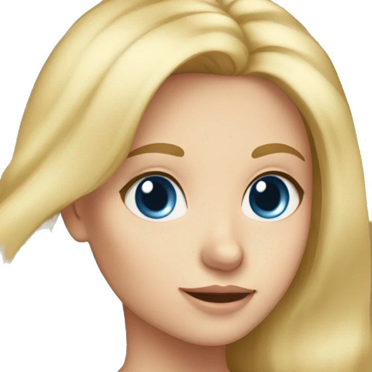 Blonde girl blue eyes holding spitz  emoji