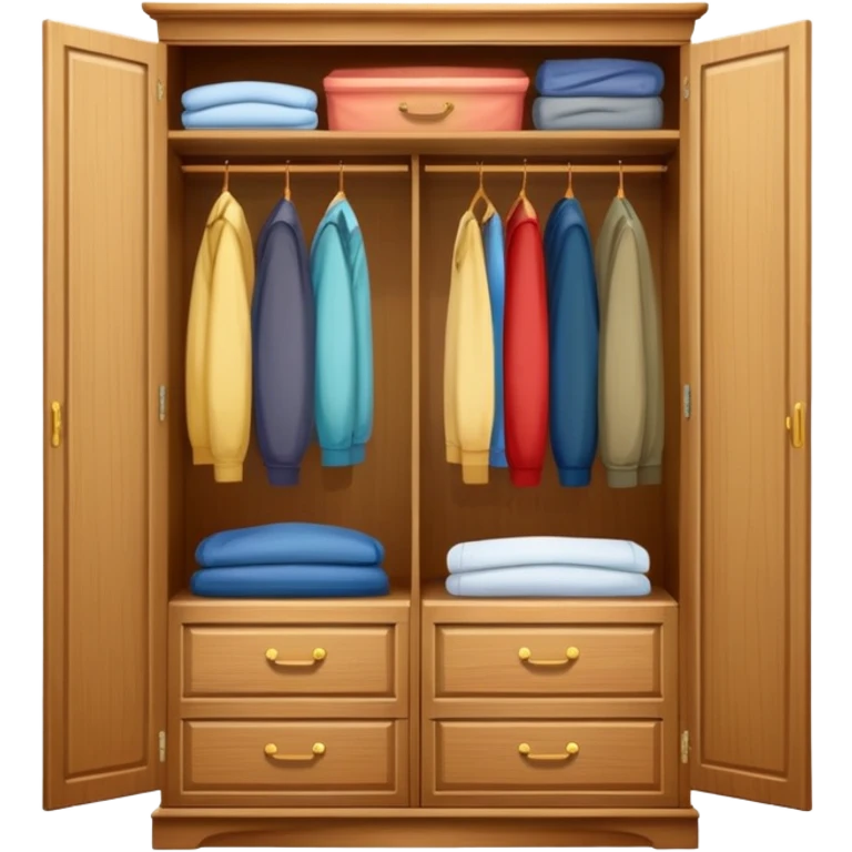 wooden wardrobe closet with clothes emoji