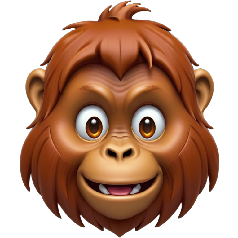 Cinematic Comical Orangutan Portrait Emoji, Head tilted dramatically with an exaggeratedly shocked expression, featuring a robust, animated face with wide, comically expressive eyes full of humorous disbelief, Simplified yet hilariously expressive features, highly detailed, glowing with a slightly sassy glow, high shine, dramatic yet playful, stylized with an air of quirky jungle attitude, soft glowing outline, capturing the essence of a meme-worthy orangutan that looks ready to side-eye its way into viral fame! emoji