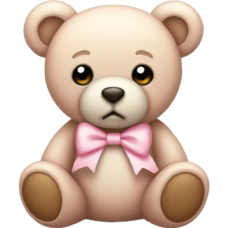 teddy bear with light pink bow sad emoji
