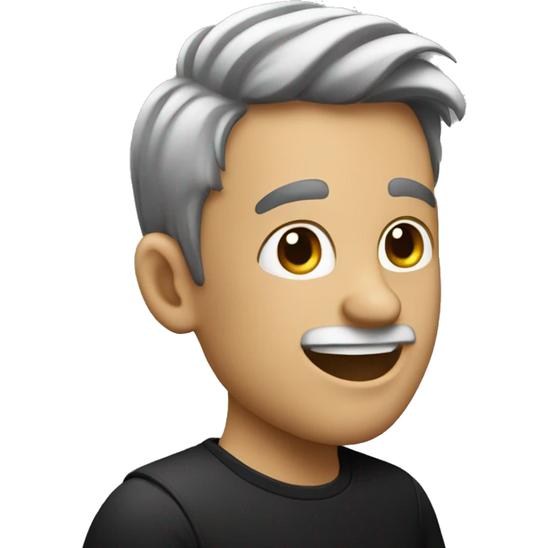 happy man in black shirt emoji