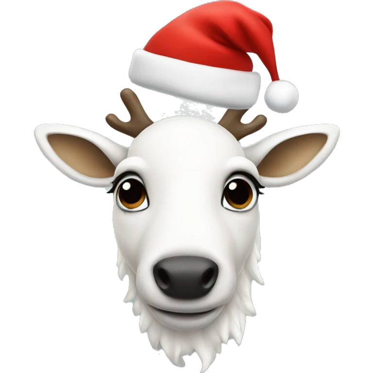 white-reindeer with christmas hat emoji