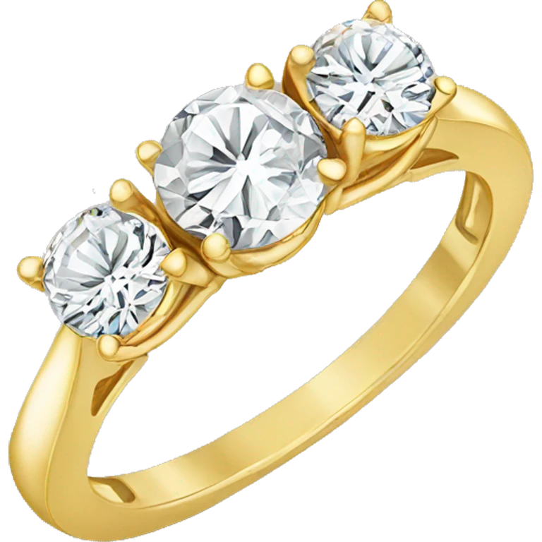 Gold Engagement ring with three round diamonds emoji