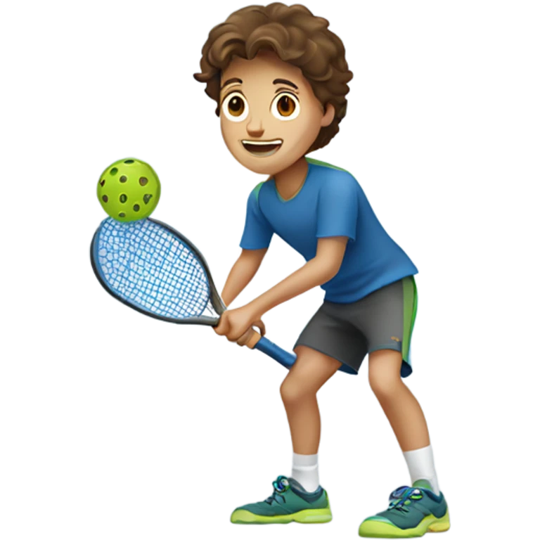 brown haired boy playing pickleball emoji