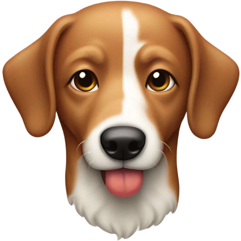 Un perro salchicha color café con un lazo emoji