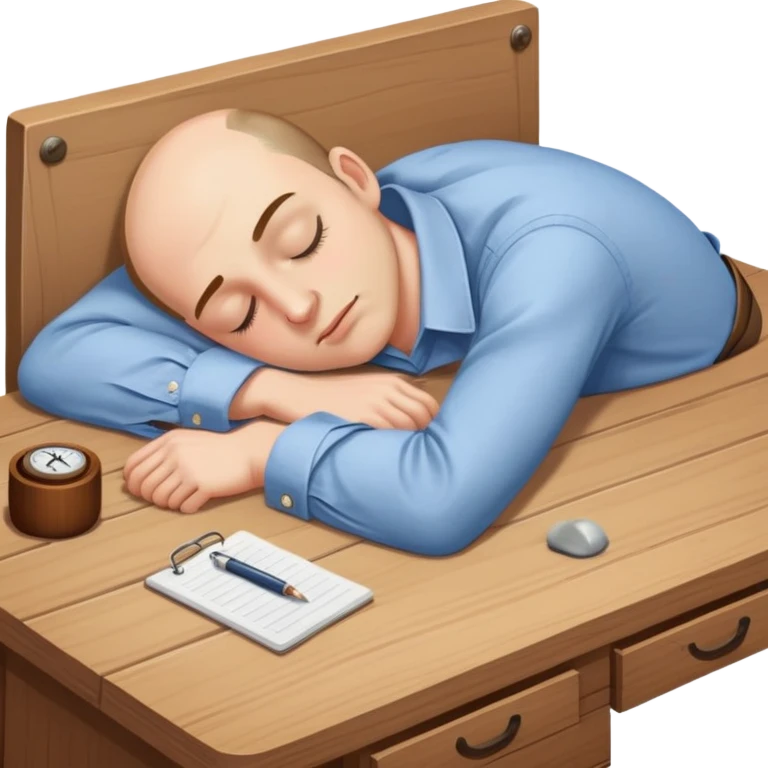 man sleeping on a desk emoji