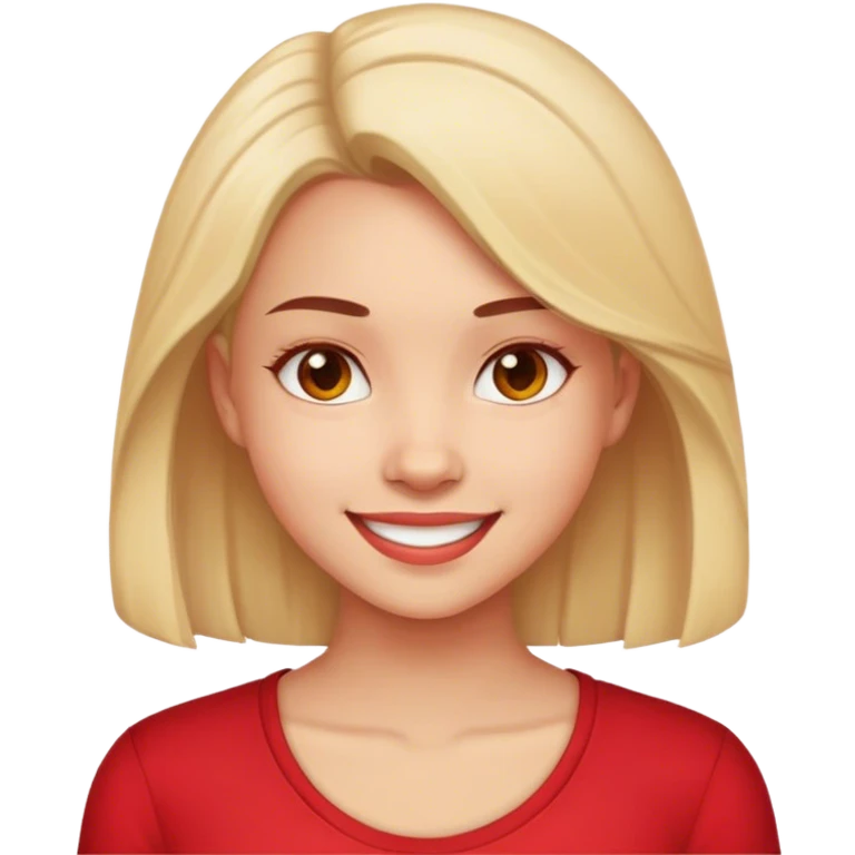 girl in red shirt portrait nice smile emoji
