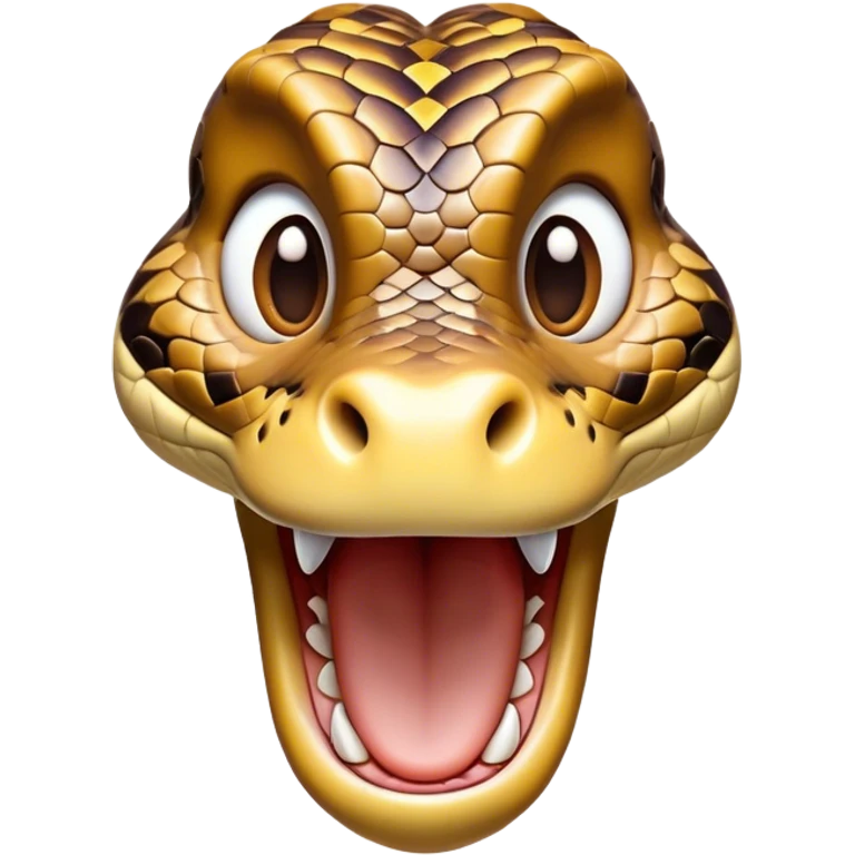 Cinematic Comical Python Portrait Emoji, Head tilted dramatically with an exaggeratedly shocked expression, featuring a robust, patterned body with wide, comically expressive eyes full of humorous disbelief, Simplified yet hilariously expressive features, highly detailed, glowing with a slightly sassy glow, high shine, dramatic yet playful, stylized with an air of quirky reptilian attitude, soft glowing outline, capturing the essence of a meme-worthy python that looks ready to side-eye its way into viral fame! emoji