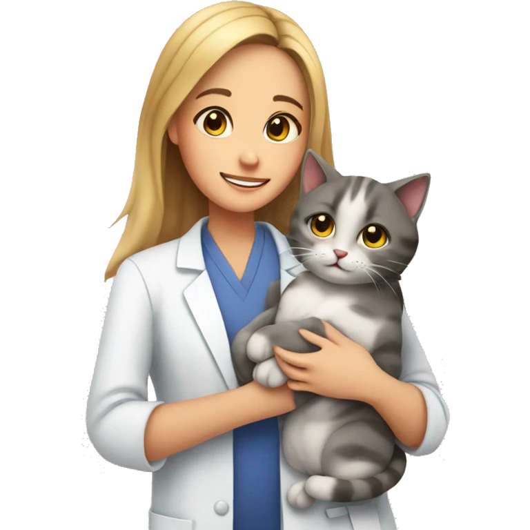 cat cuddles veterinarian girl emoji