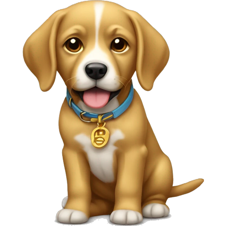 Un cachorro de golden con un lazo  emoji