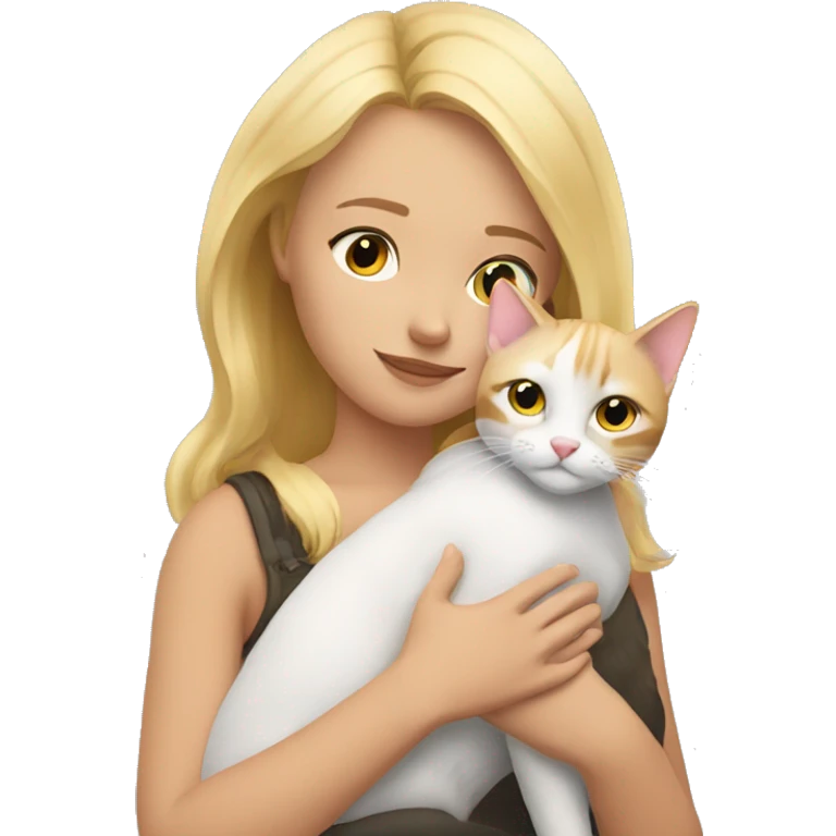 cat cuddles blonde girl emoji