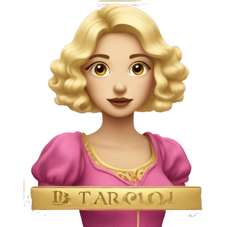 Blonde beautiful girl with pink pink tarot gold cards emoji
