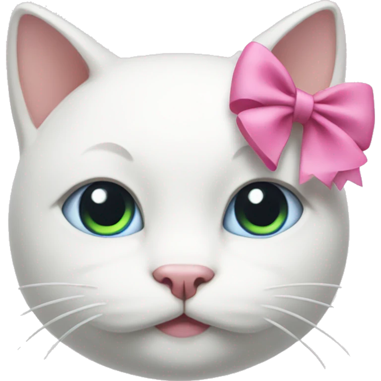 White cat with a pink bow on its head emoji