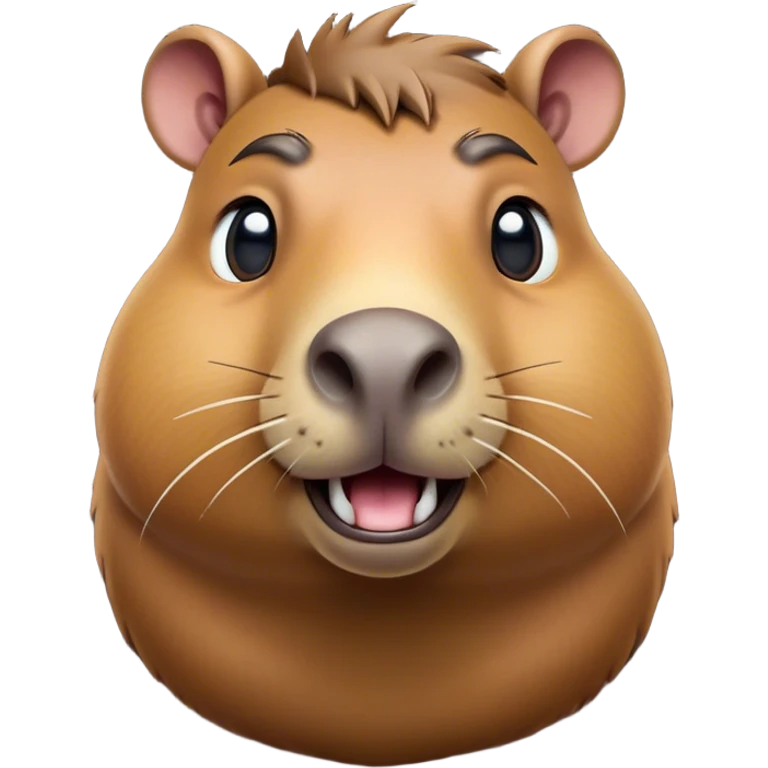 Cinematic Comical Capybara Portrait Emoji, Head tilted dramatically with an exaggeratedly shocked expression, featuring a robust, rotund build with wide, comically expressive eyes full of humorous disbelief, Simplified yet hilariously expressive features, highly detailed, glowing with a slightly sassy natural glow, high shine, dramatic yet playful, stylized with an air of quirky charm, soft glowing outline, capturing the essence of a meme-worthy capybara that looks ready to side-eye its way into viral fame! emoji