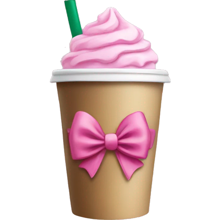 Starbucks cup with pink bow emoji