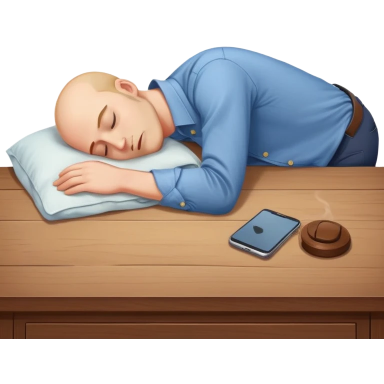 man sleeping on a desk emoji