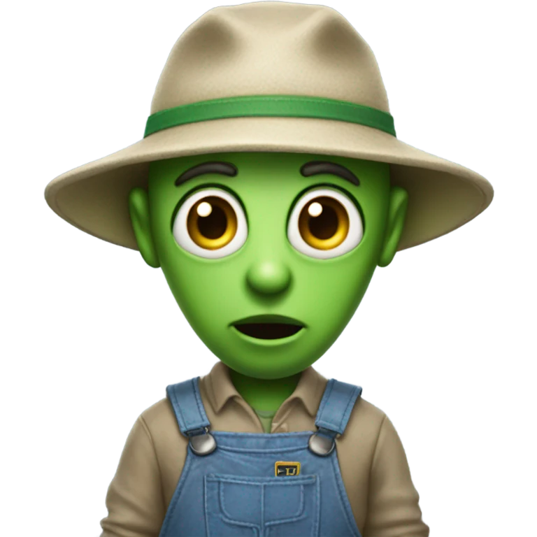Alien In farmer overalls emoji
