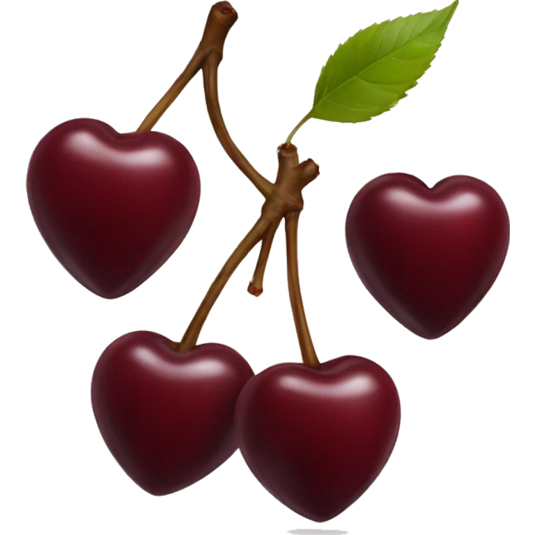 heart shaped burgundy cherries emoji