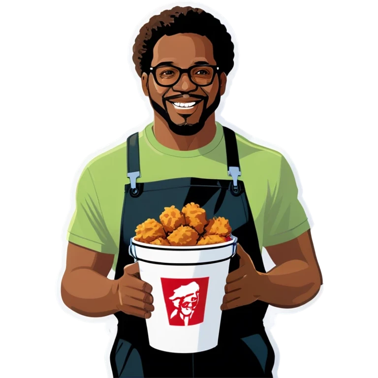 african american man holding kfc emoji