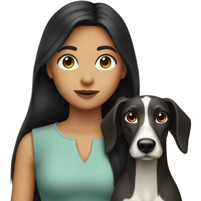 Long dark hair girl with greyhound  emoji