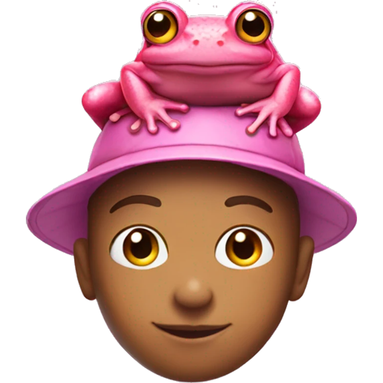 pink frog with boy on its head emoji