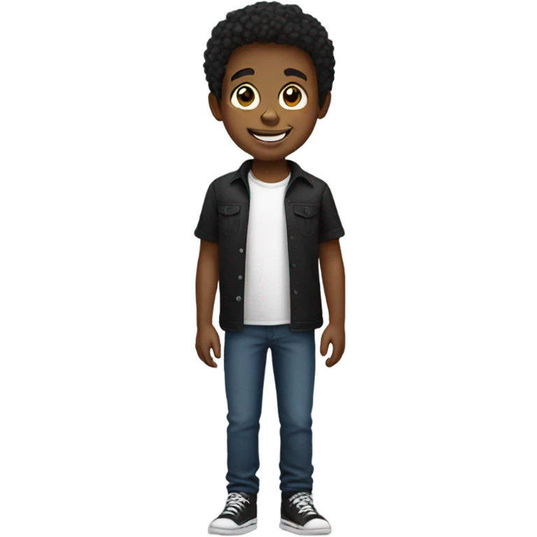 smiling boy in black shirt emoji