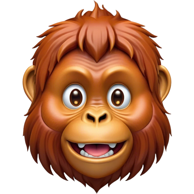 Cinematic Comical Orangutan Portrait Emoji, Head tilted dramatically with an exaggeratedly shocked expression, featuring a robust, animated face with wide, comically expressive eyes full of humorous disbelief, Simplified yet hilariously expressive features, highly detailed, glowing with a slightly sassy glow, high shine, dramatic yet playful, stylized with an air of quirky jungle attitude, soft glowing outline, capturing the essence of a meme-worthy orangutan that looks ready to side-eye its way into viral fame! emoji