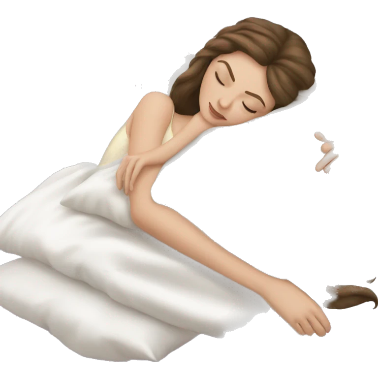 sleeping beauty brunette white girl with a silk pillow emoji