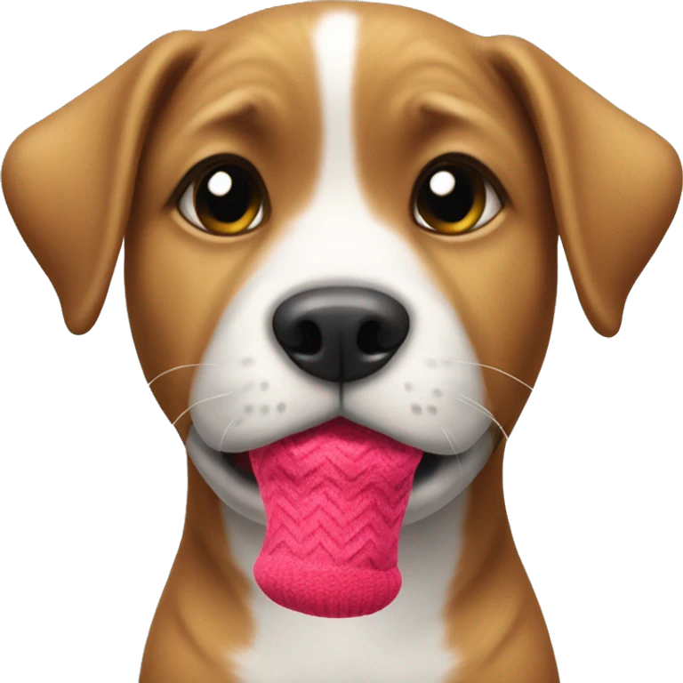 Puppy with sock in mouth emoji