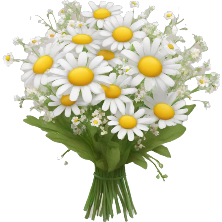 daisy and babies breath bouquet  emoji