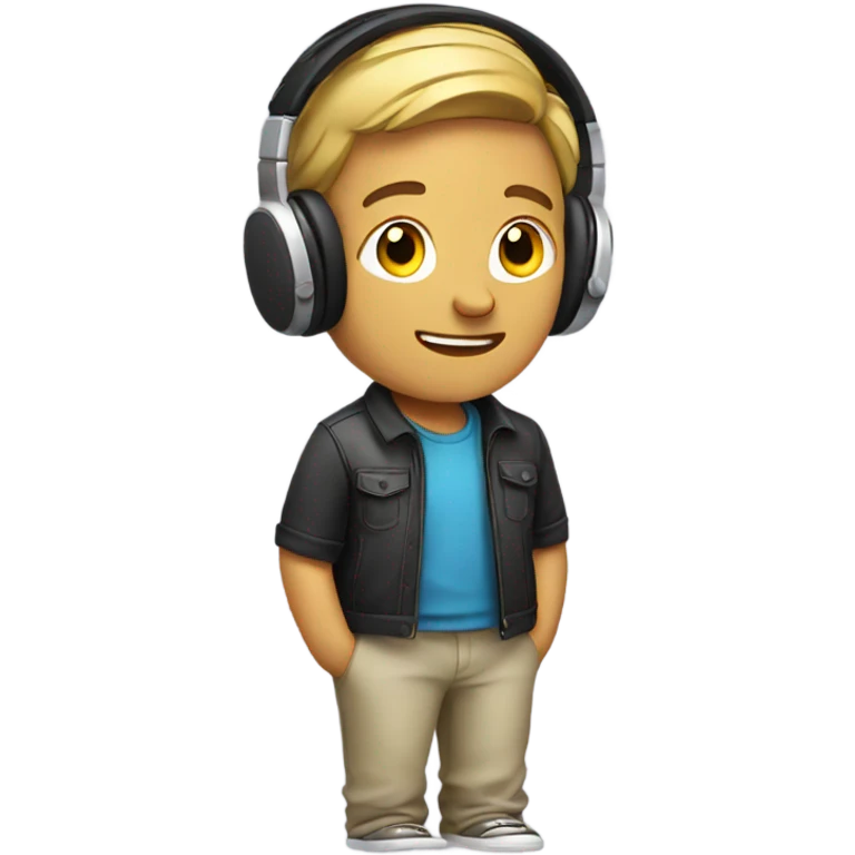 casual male with headphones indoors emoji
