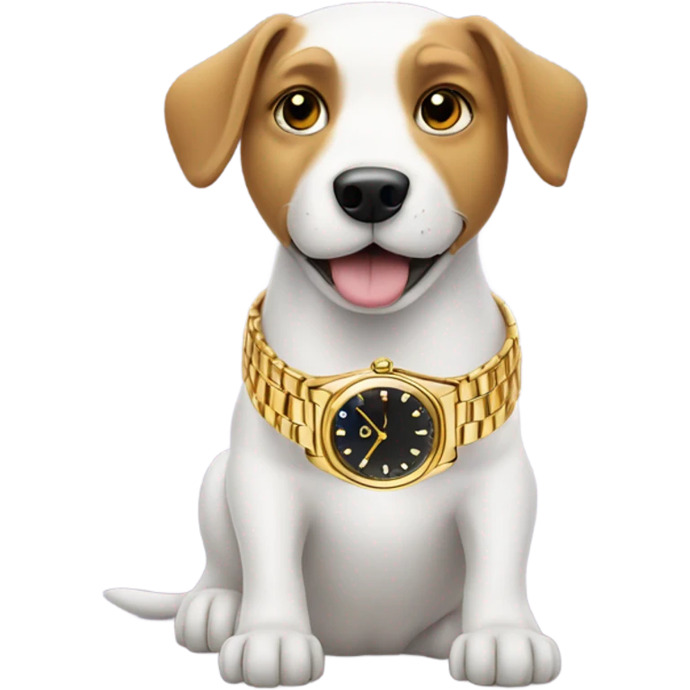 Dog wearing a gold watch emoji