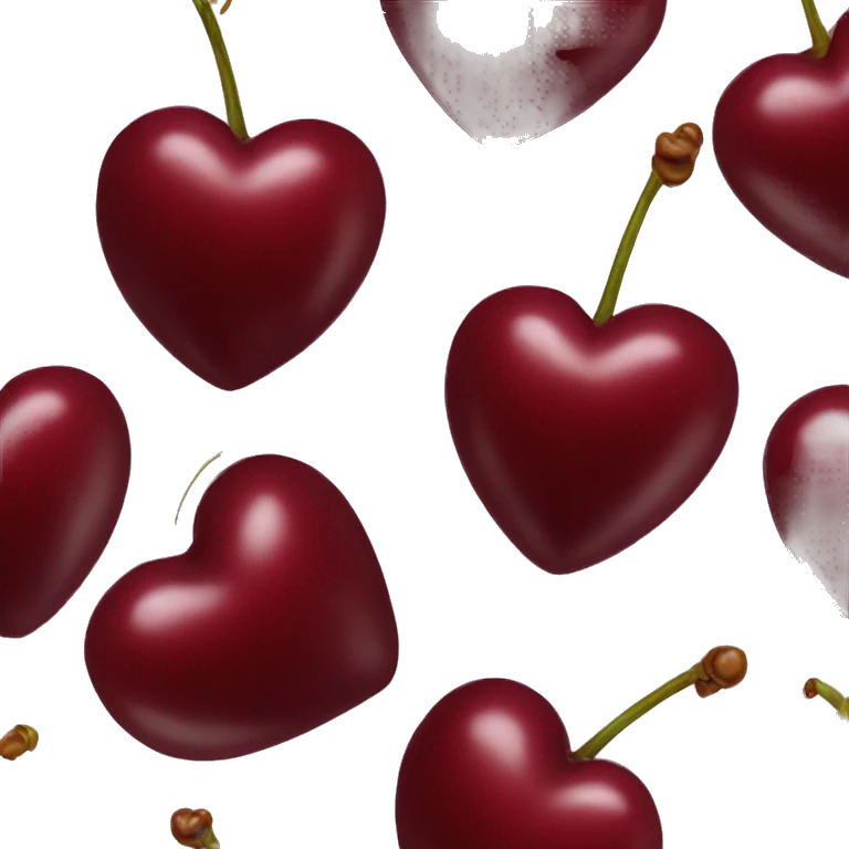 heart shaped burgundy cherries emoji